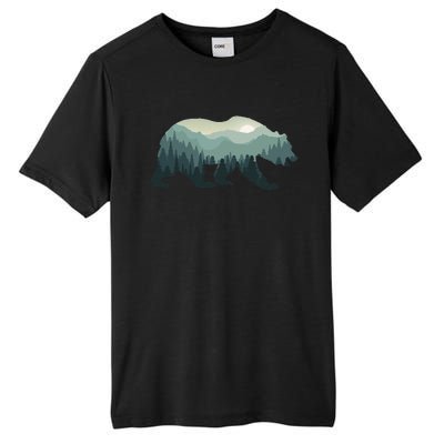 Misty Forest Bear Silhouette Wildlife Nature Lover Tall Fusion ChromaSoft Performance T-Shirt