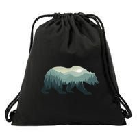 Misty Forest Bear Silhouette Wildlife Nature Lover Drawstring Bag