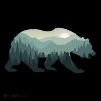 Misty Forest Bear Silhouette Wildlife Nature Lover Drawstring Bag