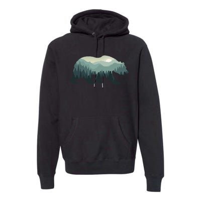 Misty Forest Bear Silhouette Wildlife Nature Lover Premium Hoodie