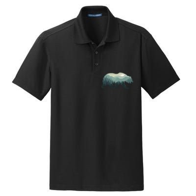 Misty Forest Bear Silhouette Wildlife Nature Lover Dry Zone Grid Polo