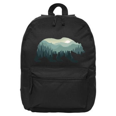 Misty Forest Bear Silhouette Wildlife Nature Lover 16 in Basic Backpack