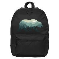 Misty Forest Bear Silhouette Wildlife Nature Lover 16 in Basic Backpack