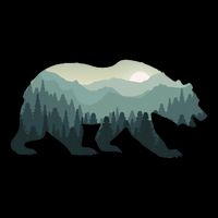 Misty Forest Bear Silhouette Wildlife Nature Lover 16 in Basic Backpack