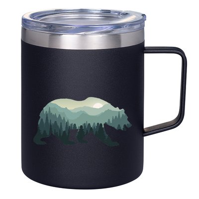 Misty Forest Bear Silhouette Wildlife Nature Lover 12oz Stainless Steel Coffee Mug