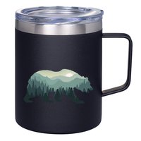 Misty Forest Bear Silhouette Wildlife Nature Lover 12oz Stainless Steel Coffee Mug