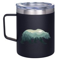 Misty Forest Bear Silhouette Wildlife Nature Lover 12oz Stainless Steel Coffee Mug