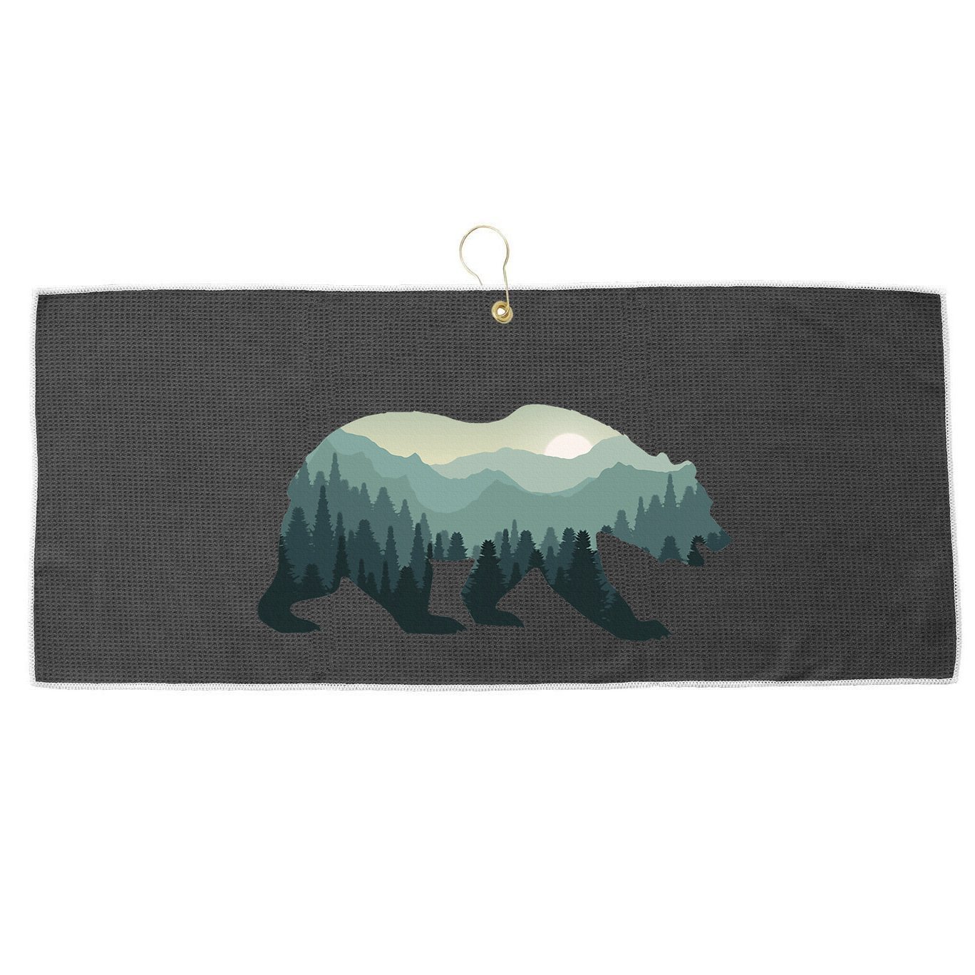 Misty Forest Bear Silhouette Wildlife Nature Lover Large Microfiber Waffle Golf Towel