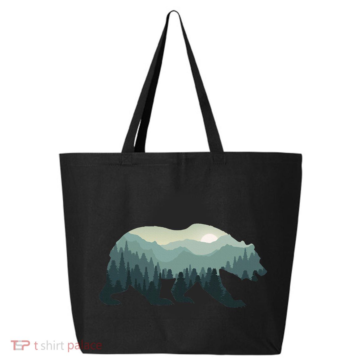 Misty Forest Bear Silhouette Wildlife Nature Lover 25L Jumbo Tote