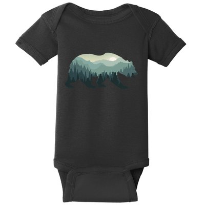 Misty Forest Bear Silhouette Wildlife Nature Lover Baby Bodysuit