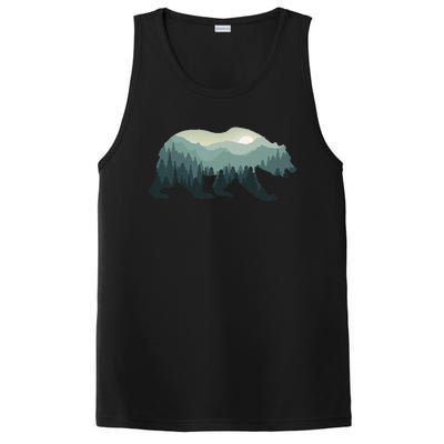 Misty Forest Bear Silhouette Wildlife Nature Lover PosiCharge Competitor Tank