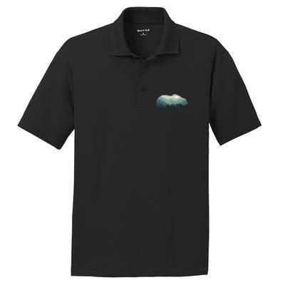 Misty Forest Bear Silhouette Wildlife Nature Lover PosiCharge RacerMesh Polo