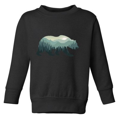 Misty Forest Bear Silhouette Wildlife Nature Lover Toddler Sweatshirt