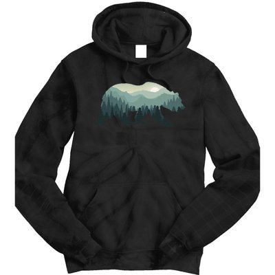 Misty Forest Bear Silhouette Wildlife Nature Lover Tie Dye Hoodie