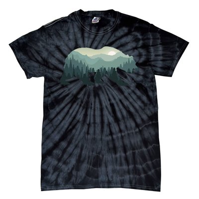 Misty Forest Bear Silhouette Wildlife Nature Lover Tie-Dye T-Shirt