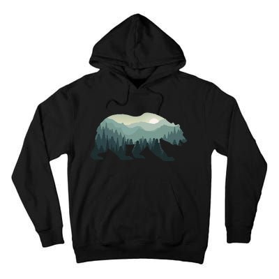 Misty Forest Bear Silhouette Wildlife Nature Lover Tall Hoodie