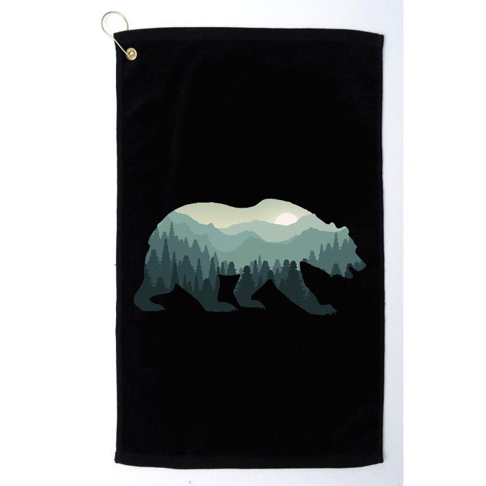 Misty Forest Bear Silhouette Wildlife Nature Lover Golf Towel