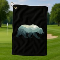 Misty Forest Bear Silhouette Wildlife Nature Lover Golf Towel