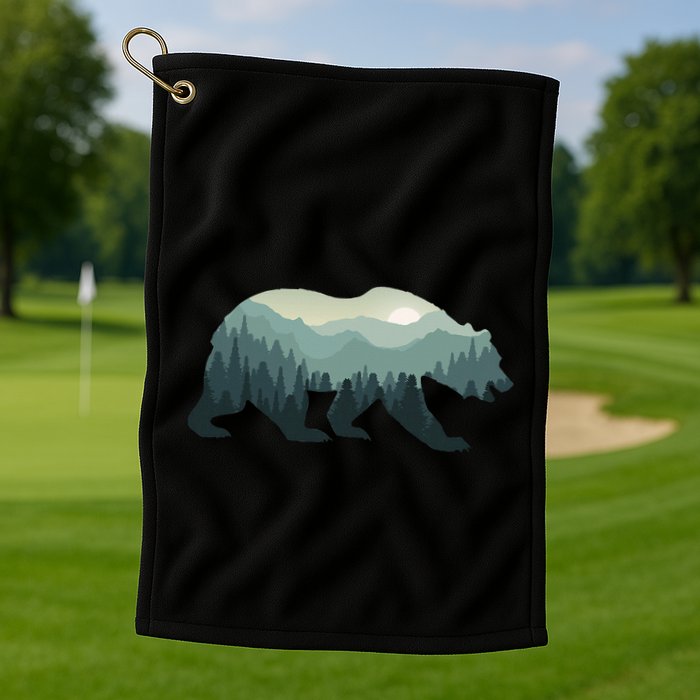 Misty Forest Bear Silhouette Wildlife Nature Lover Golf Towel