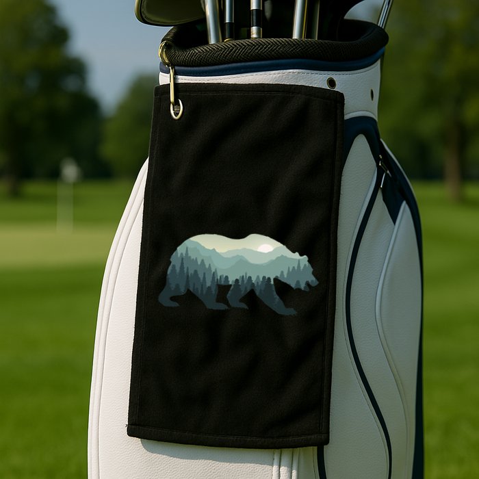 Misty Forest Bear Silhouette Wildlife Nature Lover Golf Towel