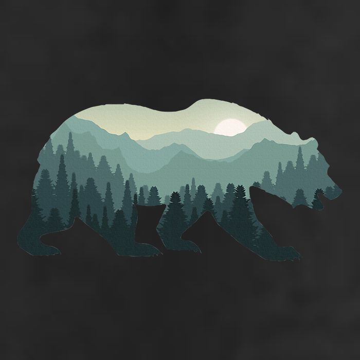Misty Forest Bear Silhouette Wildlife Nature Lover Golf Towel