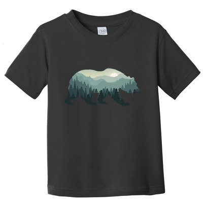 Misty Forest Bear Silhouette Wildlife Nature Lover Toddler T-Shirt