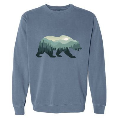Misty Forest Bear Silhouette Wildlife Nature Lover Garment-Dyed Sweatshirt