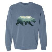 Misty Forest Bear Silhouette Wildlife Nature Lover Garment-Dyed Sweatshirt
