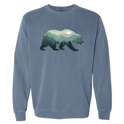 Misty Forest Bear Silhouette Wildlife Nature Lover Garment-Dyed Sweatshirt