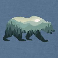 Misty Forest Bear Silhouette Wildlife Nature Lover Garment-Dyed Sweatshirt