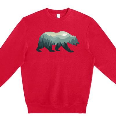 Misty Forest Bear Silhouette Wildlife Nature Lover Premium Crewneck Sweatshirt