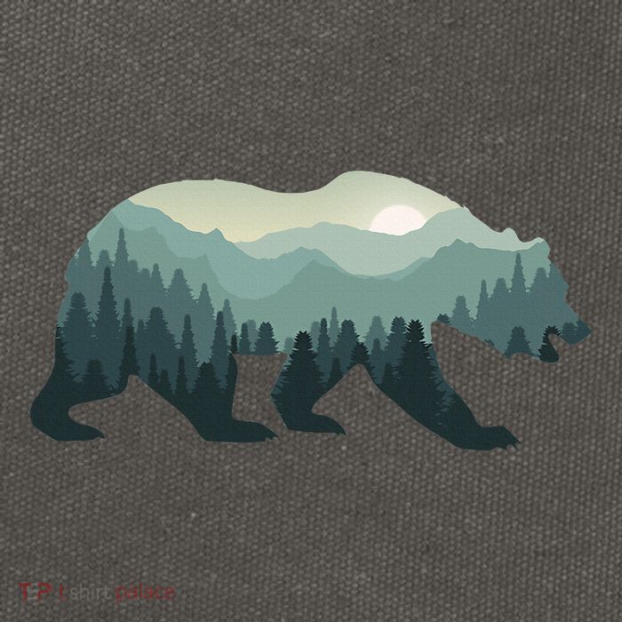 Misty Forest Bear Silhouette Wildlife Nature Lover Cotton Canvas Backpack