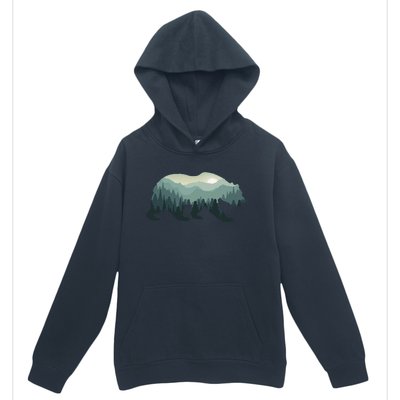 Misty Forest Bear Silhouette Wildlife Nature Lover Urban Pullover Hoodie