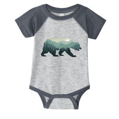 Misty Forest Bear Silhouette Wildlife Nature Lover Infant Baby Jersey Bodysuit
