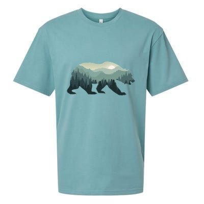 Misty Forest Bear Silhouette Wildlife Nature Lover Sueded Cloud Jersey T-Shirt