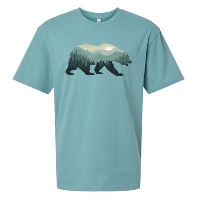 Misty Forest Bear Silhouette Wildlife Nature Lover Sueded Cloud Jersey T-Shirt