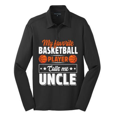 My Favorite Basketball Player Calls Me Uncle Cute Silk Touch Performance Long Sleeve Polo