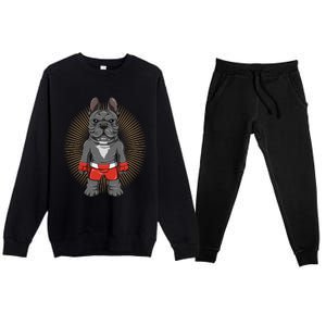 Mma French Bulldog Fighter Mixed Martial Arts Meaningful Gift Premium Crewneck Sweatsuit Set