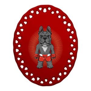 Mma French Bulldog Fighter Mixed Martial Arts Meaningful Gift Ceramic Oval Ornament