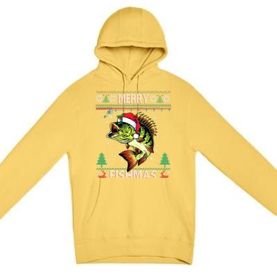 Merry Fishmas Bass Fish Fishing Christmas Ugly Sweater Xmas Gift Premium Pullover Hoodie