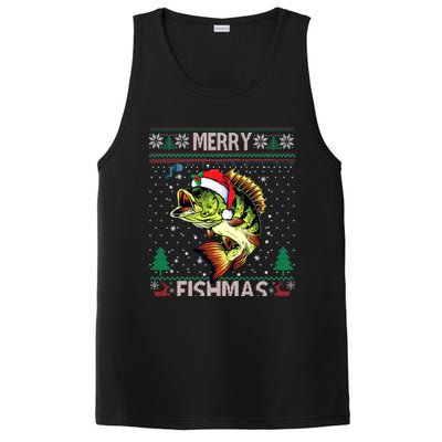 Merry Fishmas Bass Fish Fishing Christmas Ugly Sweater Xmas Gift PosiCharge Competitor Tank