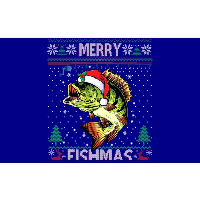 Merry Fishmas Bass Fish Fishing Christmas Ugly Sweater Xmas Gift Bumper Sticker