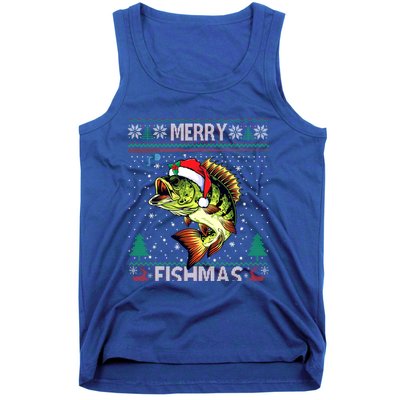 Merry Fishmas Bass Fish Fishing Christmas Ugly Sweater Xmas Gift Tank Top