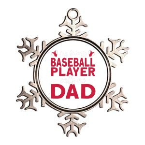 My Favorite Baseball Player Calls Me Dad Baseball Dad Gift Metallic Star Ornament