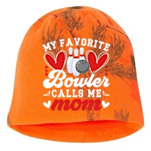 My Favorite Bowler Calls Me Mom Of A Bowler Mama Bowling Mom Gift Kati - Camo Knit Beanie