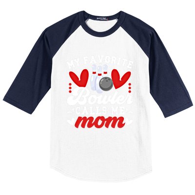 My Favorite Bowler Calls Me Mom Of A Bowler Mama Bowling Mom Gift Baseball Sleeve Shirt