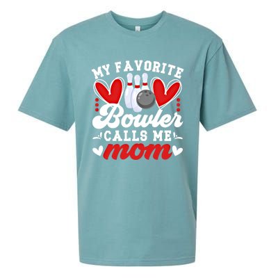 My Favorite Bowler Calls Me Mom Of A Bowler Mama Bowling Mom Gift Sueded Cloud Jersey T-Shirt