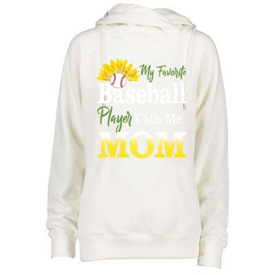 My Favorite Baseball Player Calls Me Mom Baseball Sunflower Gift Womens Funnel Neck Pullover Hood