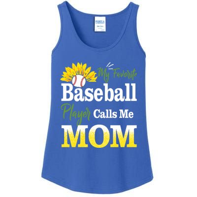 My Favorite Baseball Player Calls Me Mom Baseball Sunflower Gift Ladies Essential Tank