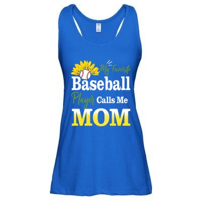 My Favorite Baseball Player Calls Me Mom Baseball Sunflower Gift Ladies Essential Flowy Tank